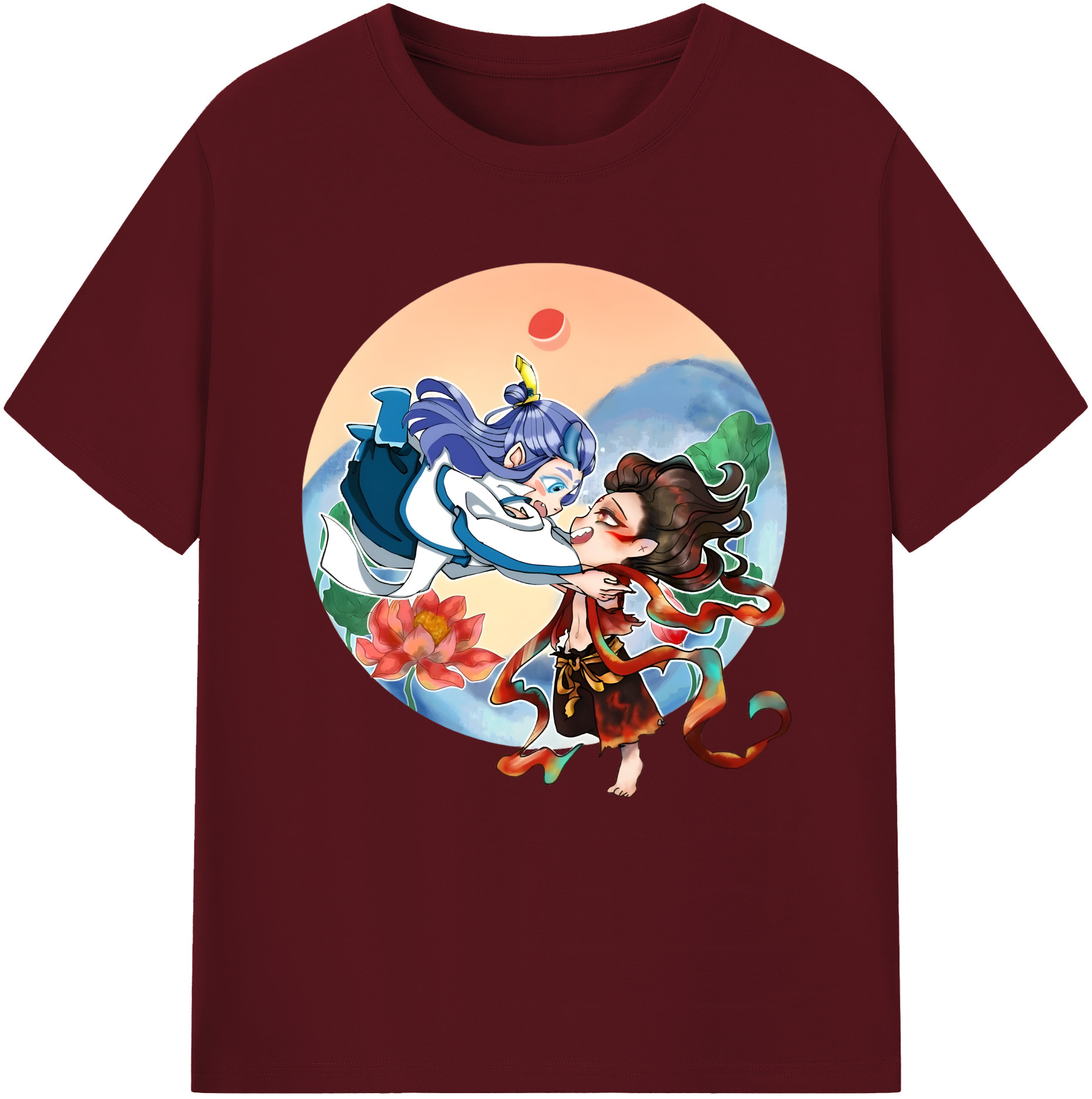 （画像用） Ne Zha 2 ナタ 魔童の大暴れ 綿100％半袖Tシャツ（フロントプリント）